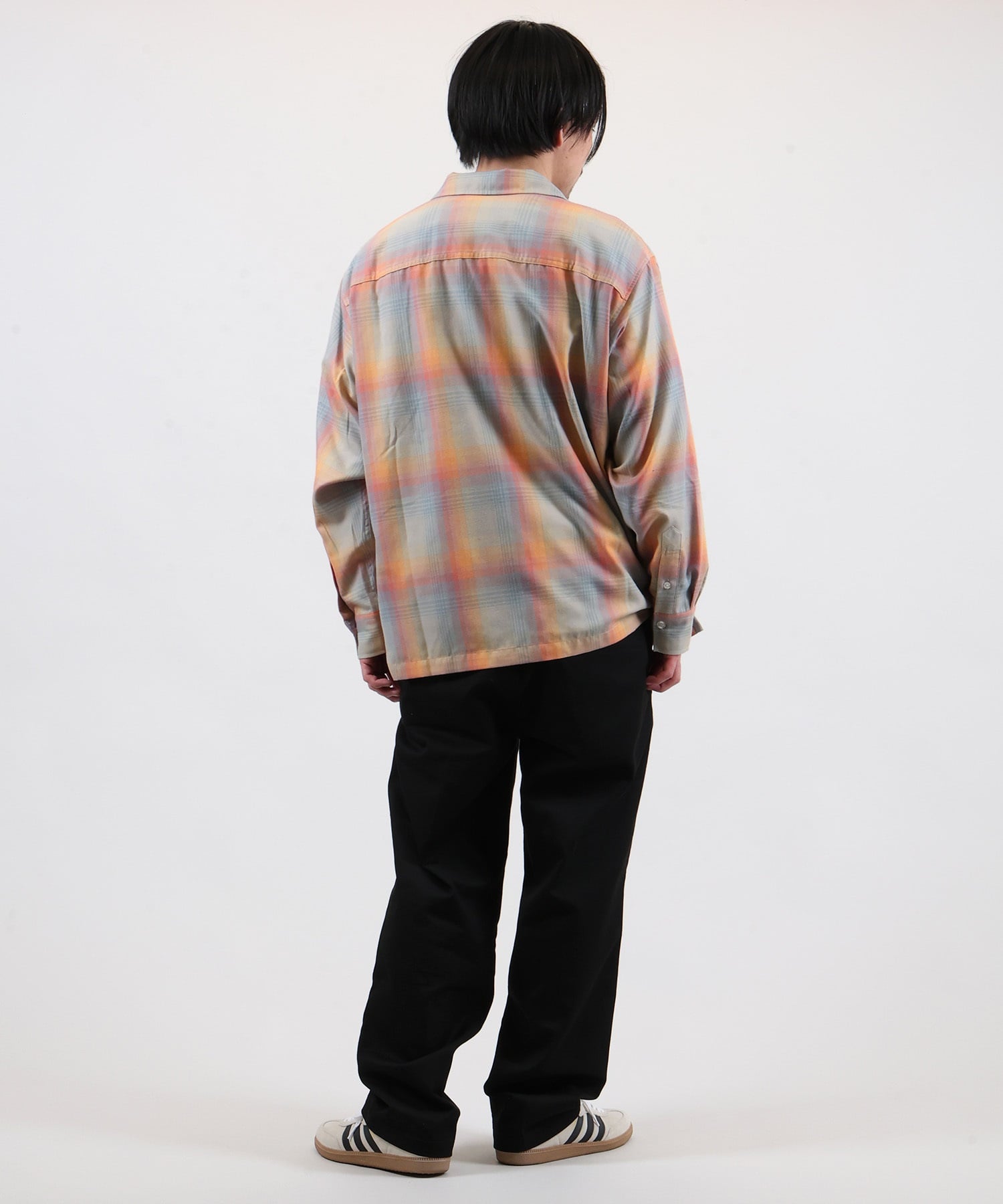 DEAR LAUREL ディアローレル 長袖 シャツ メンズ オンブレチェック 吸水速乾 DL26S-2601(BLK-M)