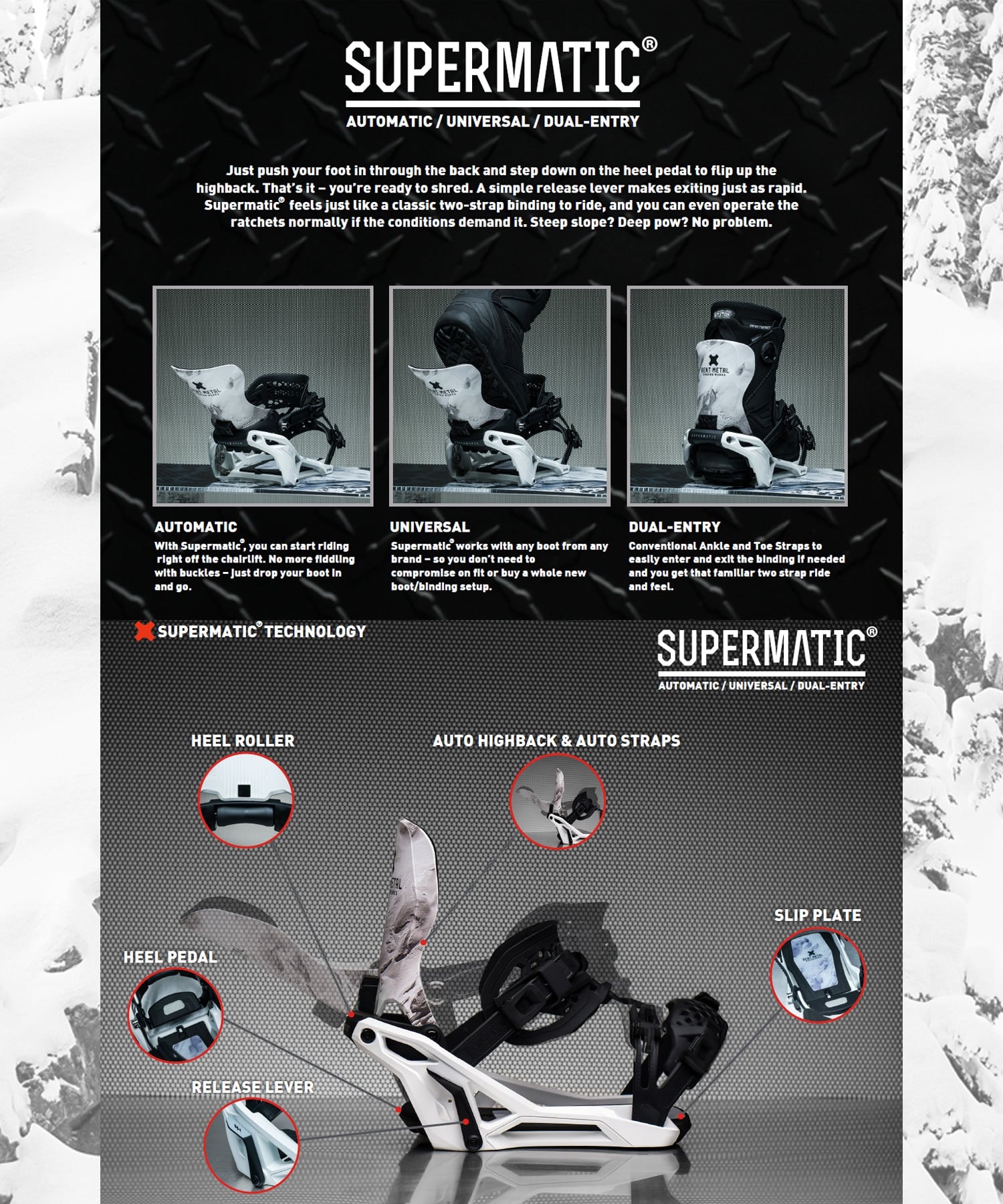 BENTMETAL ベントメタル ライトニングスーパーマチック LIGHTNING SUPERMATIC スノーボード バインディング ビンディング ユニセックス 26-27 早期購入(WHITE-M)